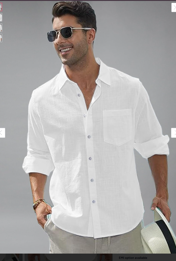 AMRIT TOP WEAR Men's Regular Fit Casual White Shirt