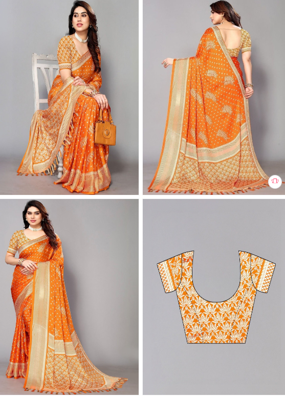 Anouk Mirage Woven Design Zari Pure Chiffon Heavy Work Saree
