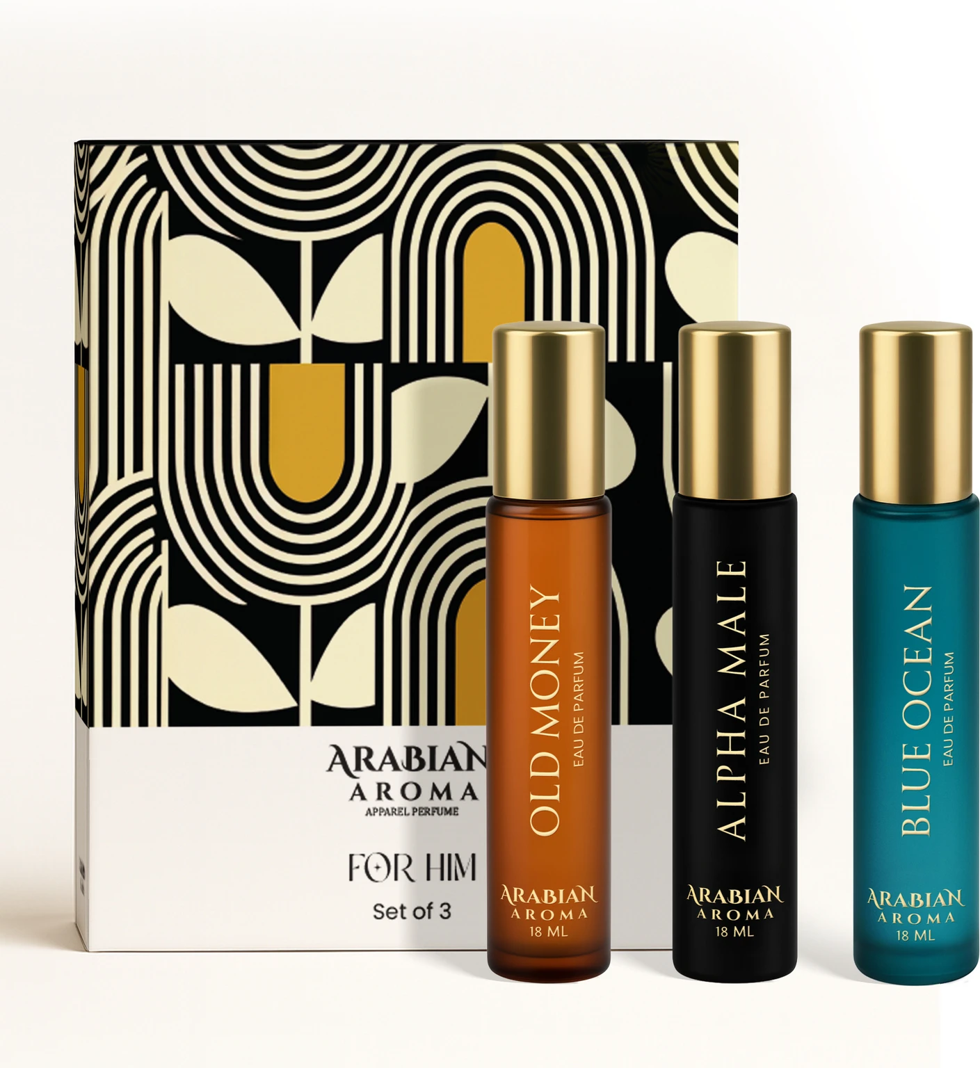 Arabian Aroma Perfume Gift Set for Him, Old Money, Alpha Male & Blue Ocean, Long Lasting | Premium Apparel Fragrance Gift Set