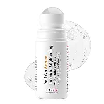Cos-IQ Intimate Brightening Roll-On Serum | With Azelaic Acid & Alpha + Beta Arbutin Complex | For Dark Underarms, Inner Thighs, Knees & Bikini Area | Intimate Areas for Women & Men | 40ml