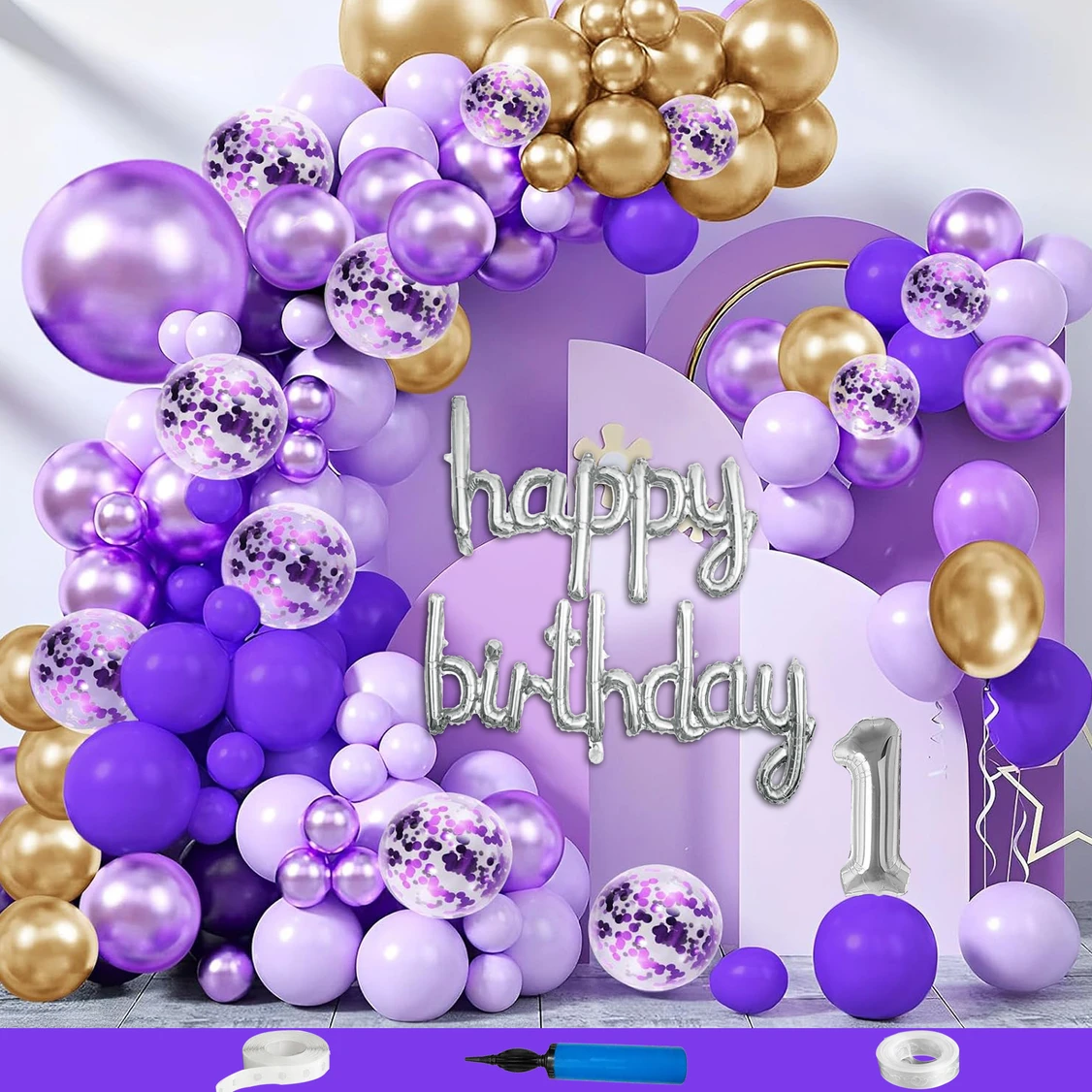 Crazykart First 1st Happy Birthday Decoration Kit Combo For Party Decoration Items Balloon