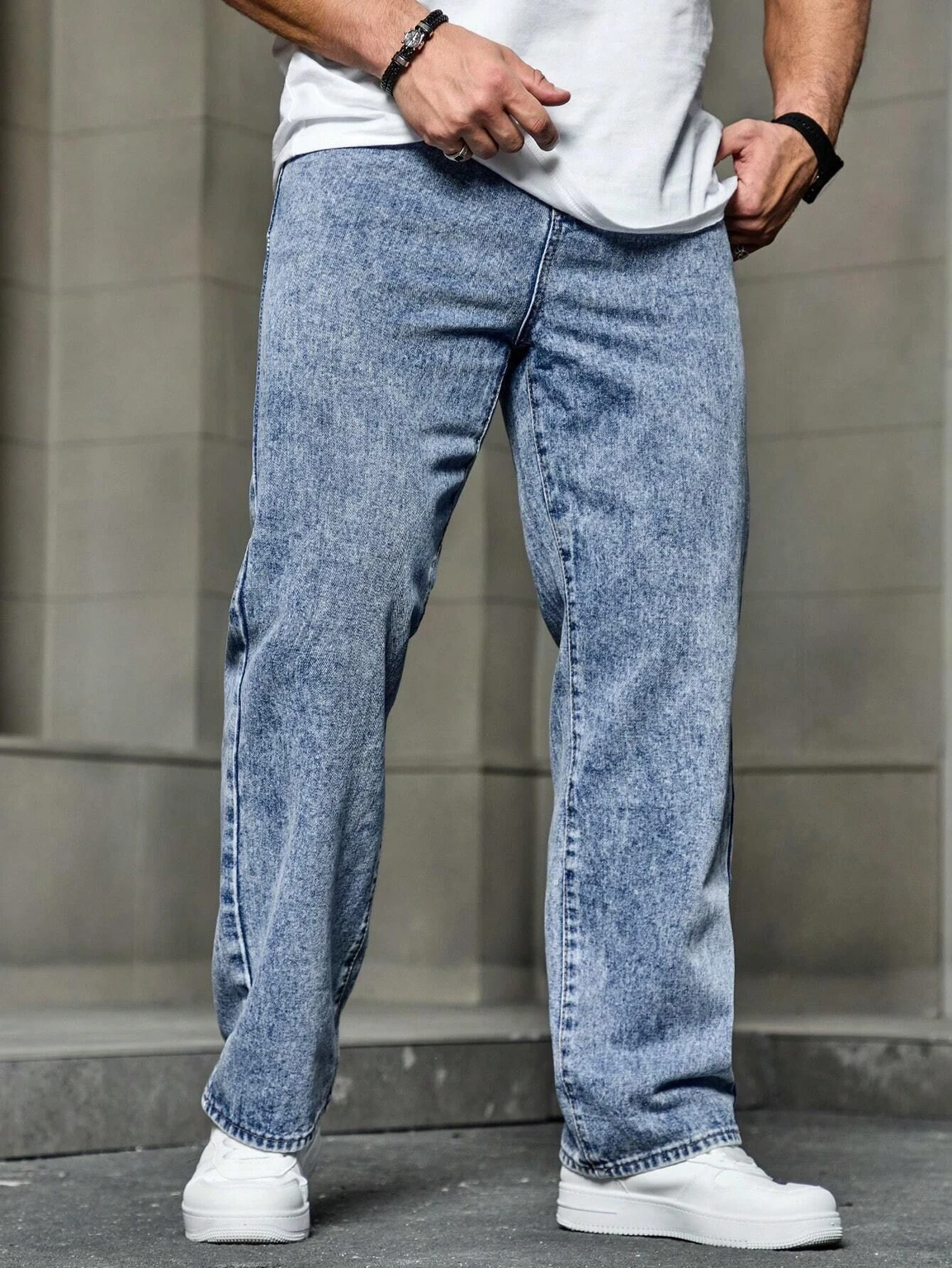 DENIM LOOK Men Loose Fit Mid Rise Blue Jeans