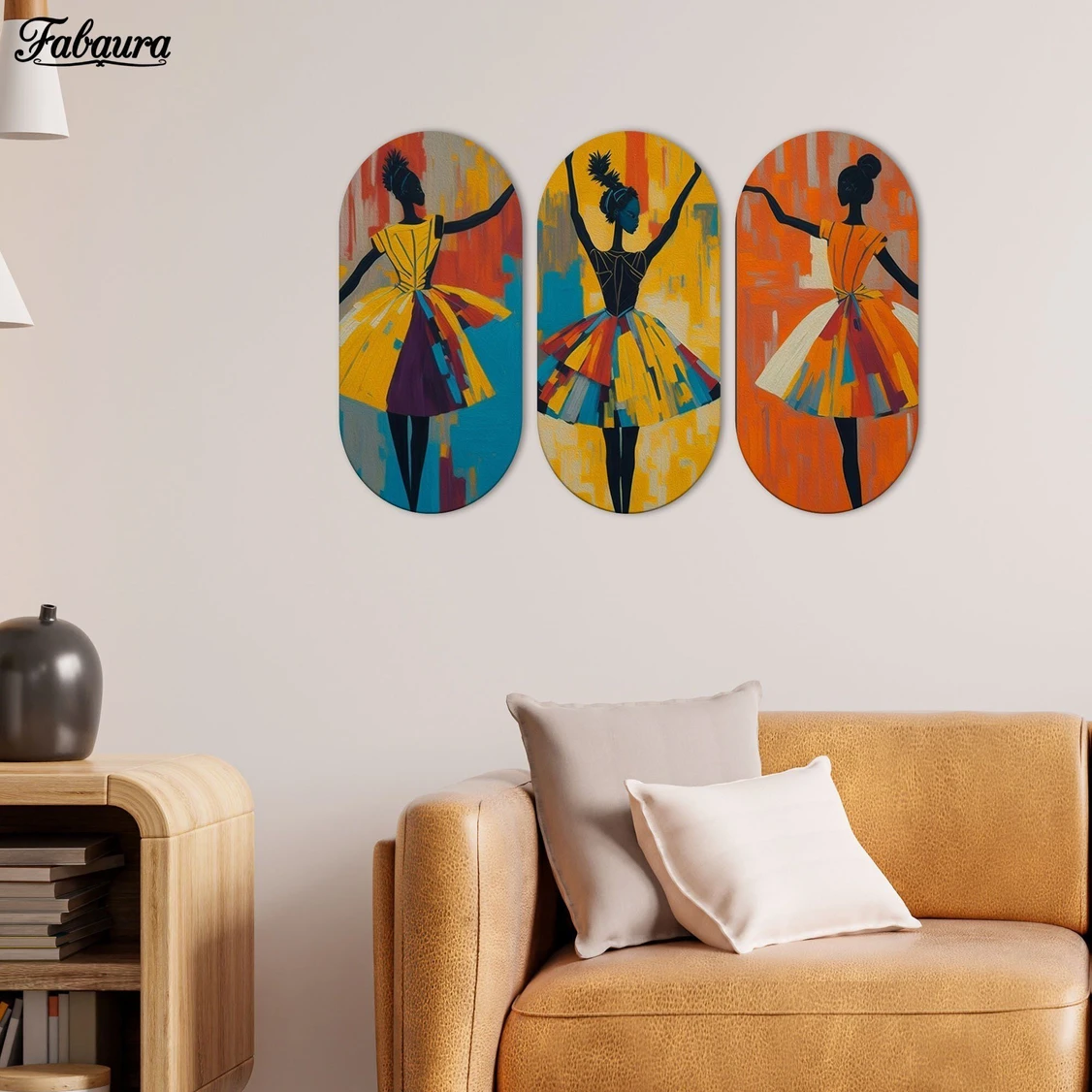 Fabaura Abstract Art Dancers Wooden Wall Hanging Home Decor Item (WH_9002NN-F), Set of 3 Pack of 3
