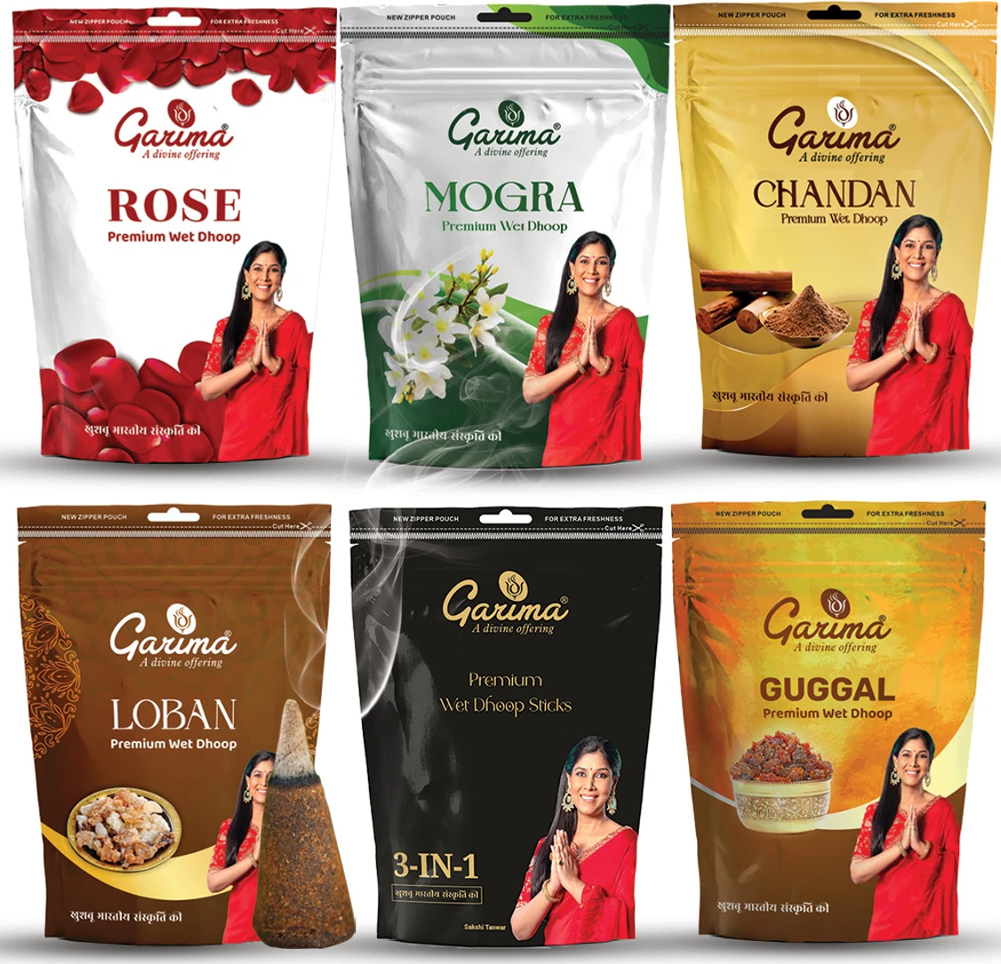 Garima Zipper Combo Dhoop Pouches Guggul, Sandal, Jasmine Dhoop