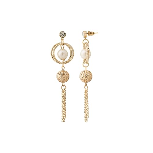 Gioiabazaar Contemporary Gold Colored Alloy Hoop Dangle Earring for Women