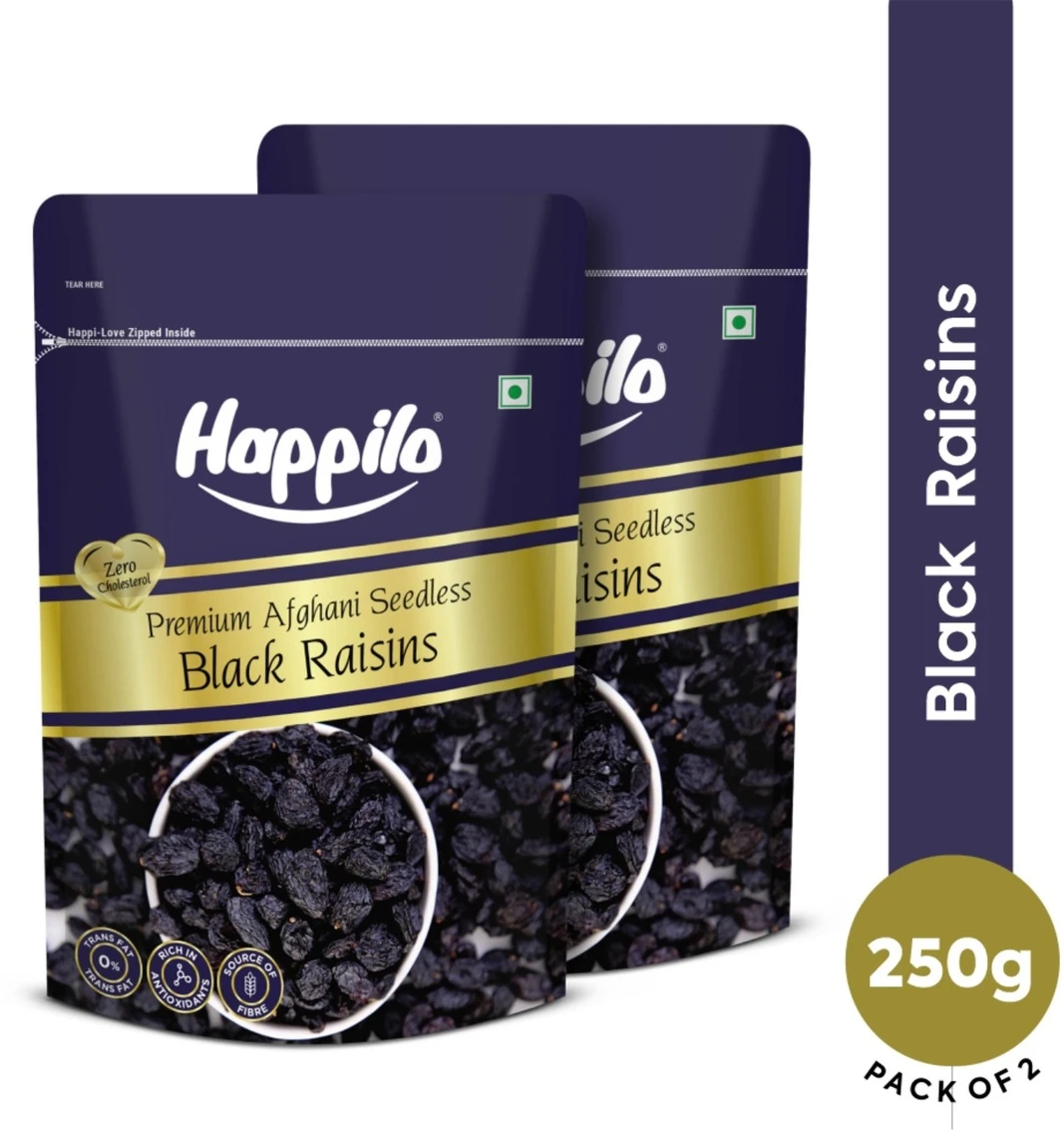 Happilo Premium Afghani Seedless Black Raisins (2 x 250 g)