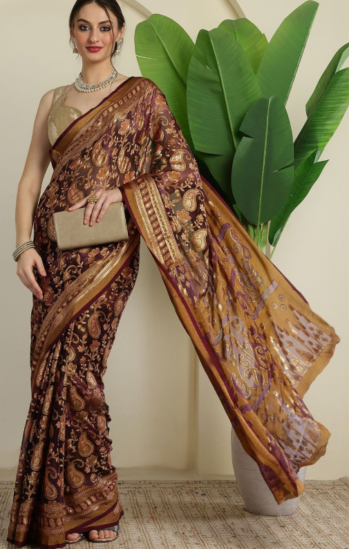 HARIKS Paisley Zari Brasso Saree