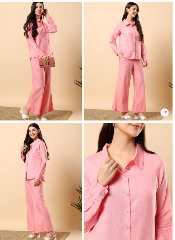 KALINI Solid Shirt with Palazzos