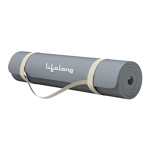 Lifelong LLYM92 Yoga mat for Women & Men EVA Material 4mm Anti-Slip Mat for Workout|Exercise Mat For Home Gym | Yoga Mat-For Gym-Workout and Yoga Exercise I Grey