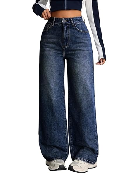 Nifty Women's Denim Stretchable High Waist Baggy Jeans for Women (1479_BLU_28_Blue_28)