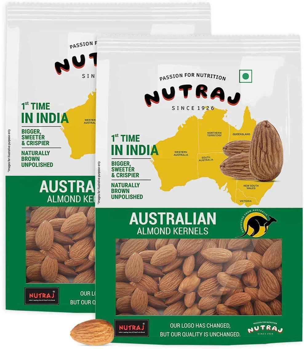 Nutraj Australian Almond 1 Kg (500g X 2), Australian Badam 1 Kg, Dry Fruits Almonds