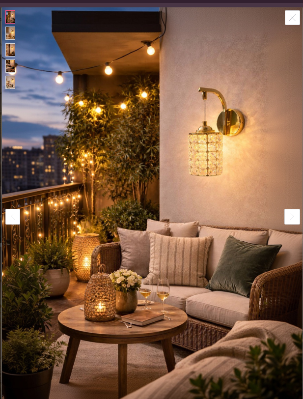 OJIT LIGHT DECORATION Gold Toned & Gold Toned Textured Metal Contemporary Cylinder Shaped Wall Lamp