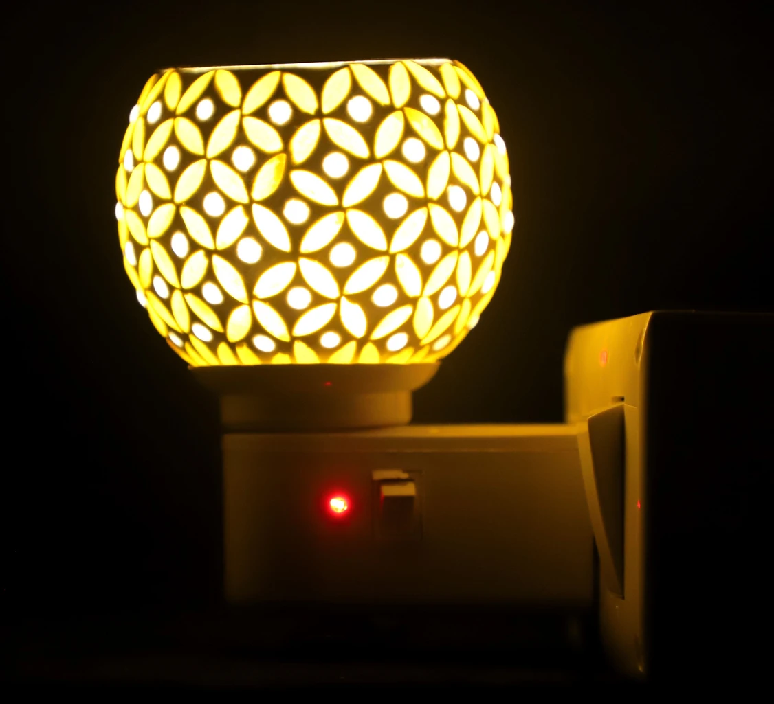 Radhey Radhey Electric Kapoor Dani for Home,Office with On/Off Switch & Night Lamp Ceramic Incense Holder