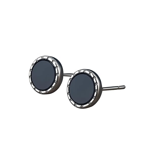 SALTY ALPHA Anti Tarnish Beaten Black Earrings for Men | Ear Studs for Man | Stylish Fashion Jewellery Accessories for Boys | Minimal Jewelry | Ideal for Gifting | Gift for Diwali, Christmas, Marriage, Birthday