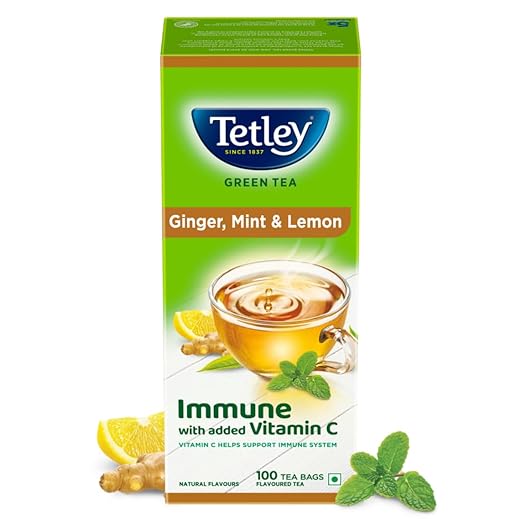 Tetley Green Tea, Ginger, Mint and Lemon, 100 Tea Bags