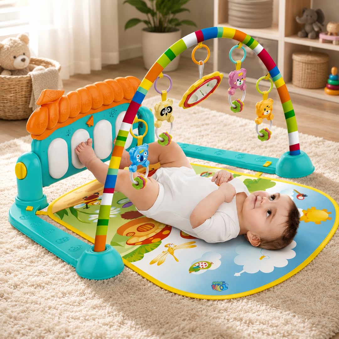 ToysBuddy Kick and Play Multi-Function ABS High Grade Plastic Piano Baby Gym and Fitness Rack