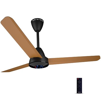 Colorbot Helix BLDC Ceiling Fans 1200mm | BEE 5 Star Rated Power Saver | AeroQuiet+ Technology | 370 RPM | Remote Control (Boost, Timer, LED, Reverse Mode) | 4 Years Warranty (Urban Oak)