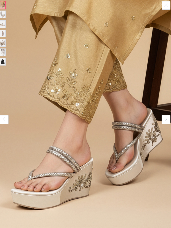 House of Pataudi Embellished Ethnic Wedge Heels