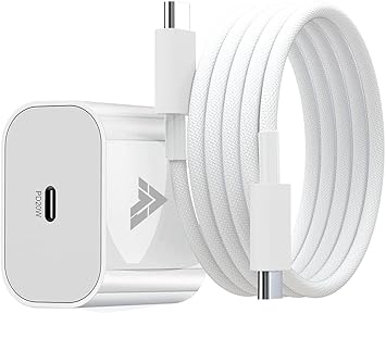 iPhone Charger Adapter 20W Type C for iPhone 17/17 Air/17 Pro/17 Pro Max, 16/16 Plus/16 Pro/16 Pro Max, 15/15 Plus/15Pro/15 Pro Max & Other Devices with 1 Meter USB C to Type C Data Cable