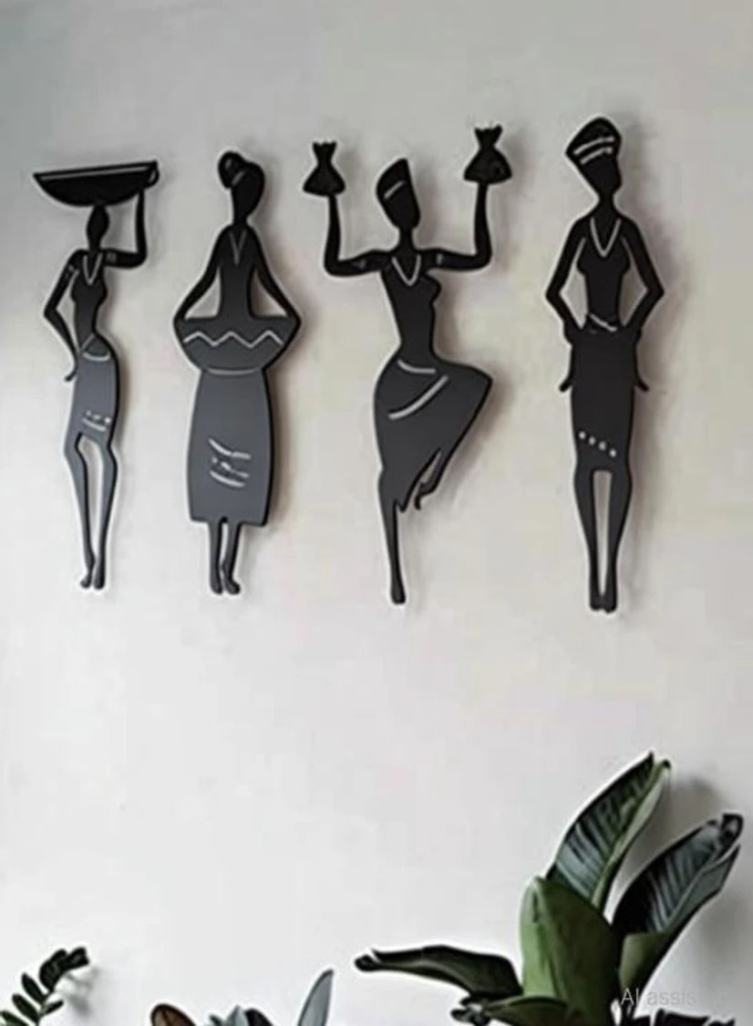 KAPTS GROUP Tribal Women 4 Pcs (30.48 cm X 20.32 cm, Black)