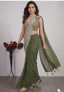 Kinjhit Fashion Embellished Embroidered Pure Georgette Designer Saree