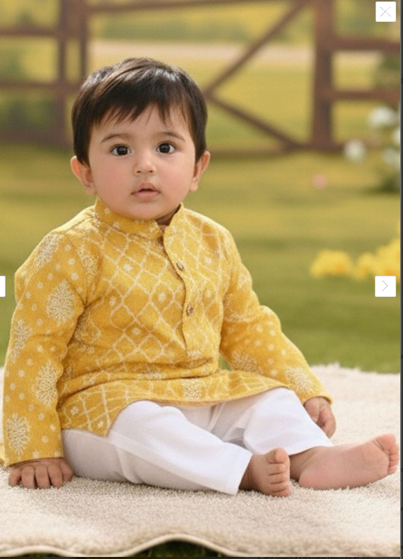 Sangria Infant Boys Printed Pure Cotton Mandarin Collar Kurta & Pyjamas Kurta Set