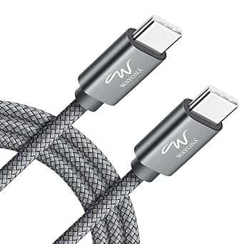 Wayona Type C to Type C 6FT/2M 65W Long Fast Charging Cable Compatible with iPhone 17, Air, iPhone 16,15 Pro/Max Series Macbook Air/Pro Samsung Galaxy S25, Ultra/S24/ S23 Flip Fold OnePlus (2M, Grey)